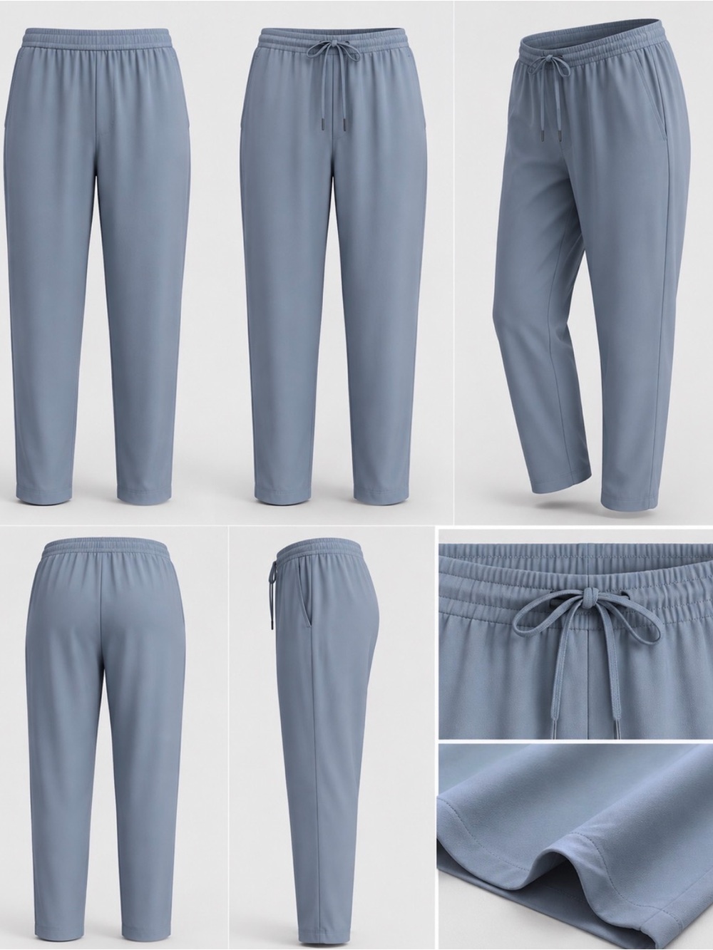 ZARA Women's Blue Drawstring Elastic Waist PolyesterJogger Pants Straight Leg 26
